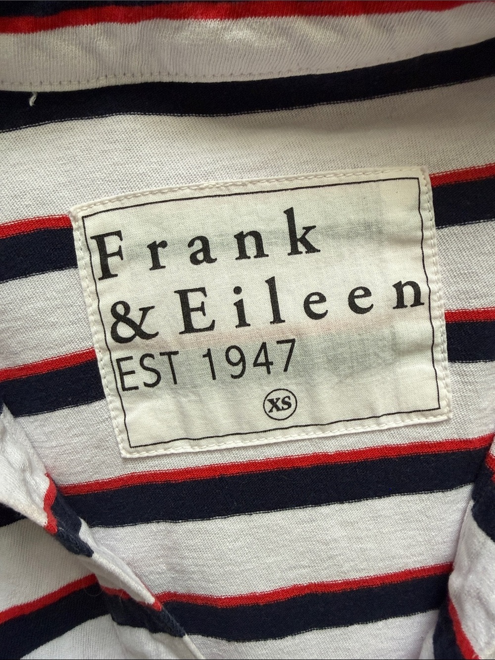 Frank & Eileen PATTY Popover Henley Red/Navy/White Stripe Top Size XS - Picture 5 of 9